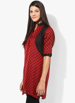 Maroon woven chanderi stitched kurtis 4