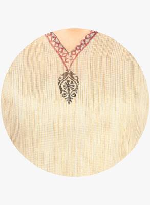 Cream woven net stitched kurtis 4
