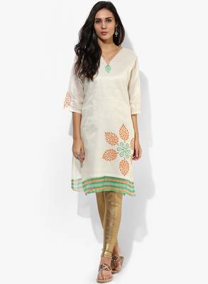 White woven net stitched kurtis 1