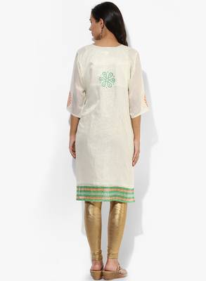 White woven net stitched kurtis 2