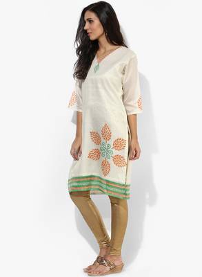 White woven net stitched kurtis 3