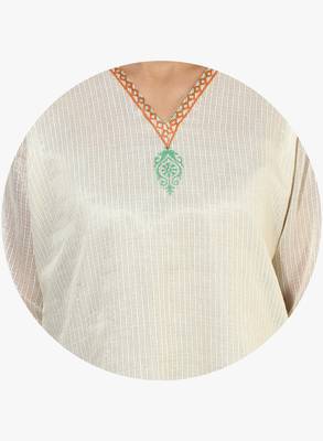 White woven net stitched kurtis 4