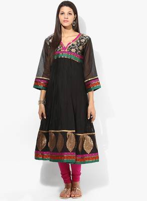 Black woven chanderi stitched kurtis 1