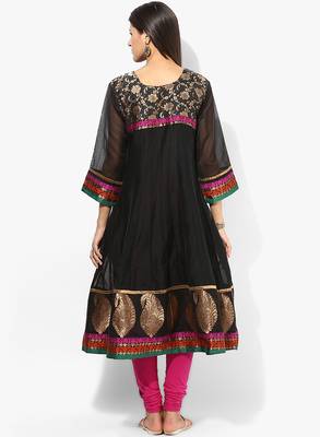 Black woven chanderi stitched kurtis 2
