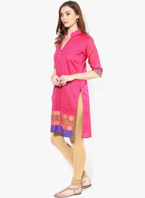Pink woven chanderi stitched kurtis 3