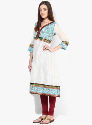 White woven net stitched kurtis 3