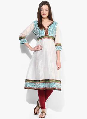 White woven net stitched kurtis 1