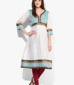 White woven net stitched kurtis