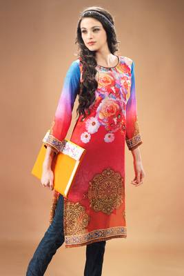 Maroon Georgette Kurti Comprising Floral Print 1