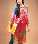 Maroon Georgette Kurti Comprising Floral Print