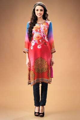 Maroon Georgette Kurti Comprising Floral Print 2