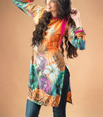 Multi colour Georgette Kurti Containing Nature-Inspired Prints