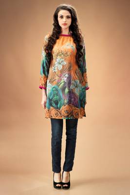 Multi colour Georgette Kurti Containing Nature-Inspired Prints 2