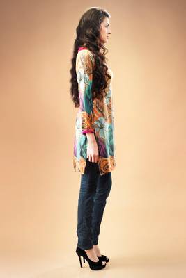 Multi colour Georgette Kurti Containing Nature-Inspired Prints 3