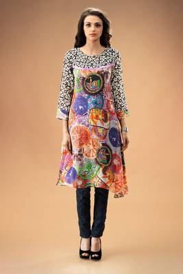 Multi colour Georgette Pakistani Kurti Comprising Traditional Motif 2