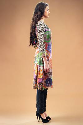 Multi colour Georgette Pakistani Kurti Comprising Traditional Motif 3