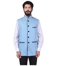 Blue Jute Nehru Jacket