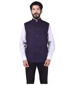 Purple Cotton Poly Nehru Jacket