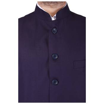 Purple Cotton Poly Nehru Jacket 4