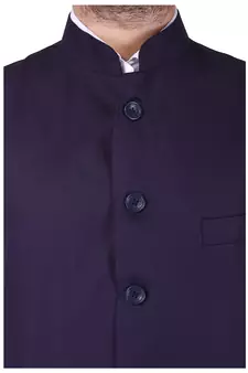 Purple Cotton Poly Nehru Jacket