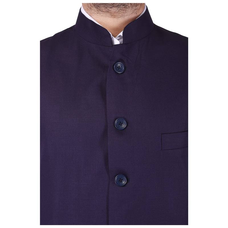 Purple Cotton Poly Nehru Jacket