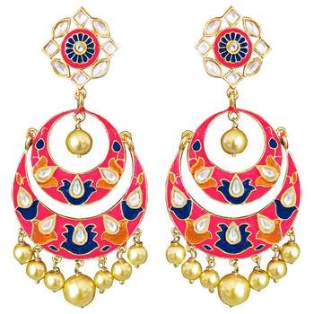 Kundan Meenakari Antique Double Layer Big Bali Danglers 1