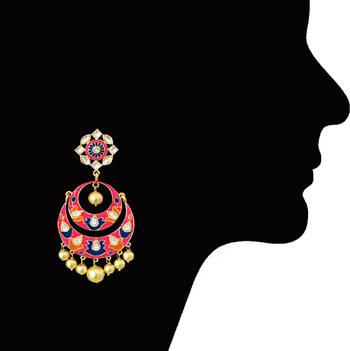 Kundan Meenakari Antique Double Layer Big Bali Danglers 2