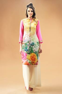 Multi colour Georgette Kurti Comprising Allover Floral Prints 2
