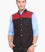 Black Cotton Poly Nehru Jacket