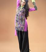 Multi colour and Purple Georgette Kurti Containing Digital Print