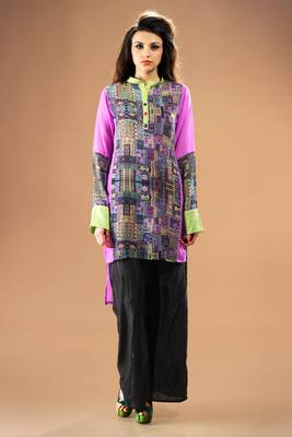 Multi colour and Purple Georgette Kurti Containing Digital Print 2