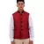 Red Cotton Jute Nehru Jacket