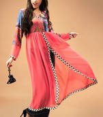 Peach Georgette Kurti having Digital Prints