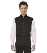 Black Cotton Poly Nehru Jacket