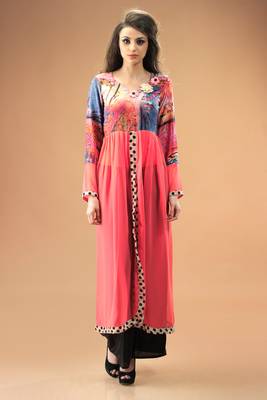 Peach Georgette Kurti having Digital Prints 2