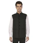 Black Cotton Poly Nehru Jacket
