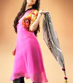 Pink Georgette Digital Printed Kurti