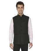 Black Cotton Poly Nehru Jacket