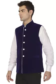 Blue Velvet Nehru Jacket