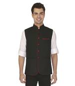 Black Cotton Poly Nehru Jacket