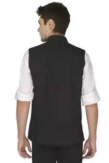 Black Cotton Poly Nehru Jacket