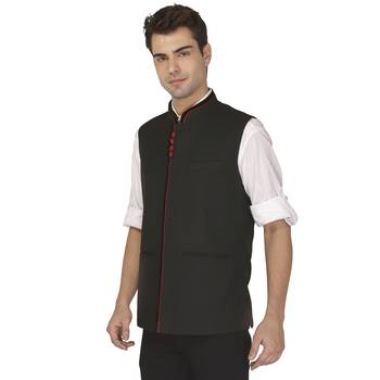Black Cotton Poly Nehru Jacket 2