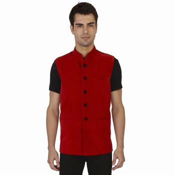 Red Cotton Nehru Jacket 4