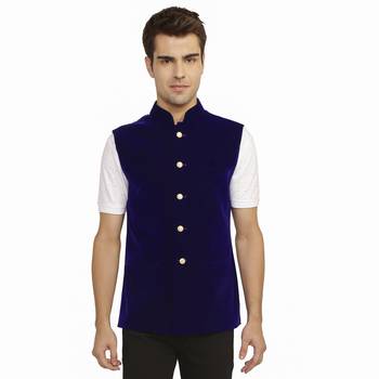 Blue Velvet Nehru Jacket 1