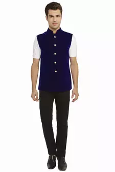 Blue Velvet Nehru Jacket