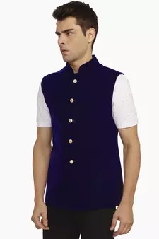 Blue Velvet Nehru Jacket