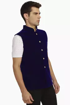 Blue Velvet Nehru Jacket
