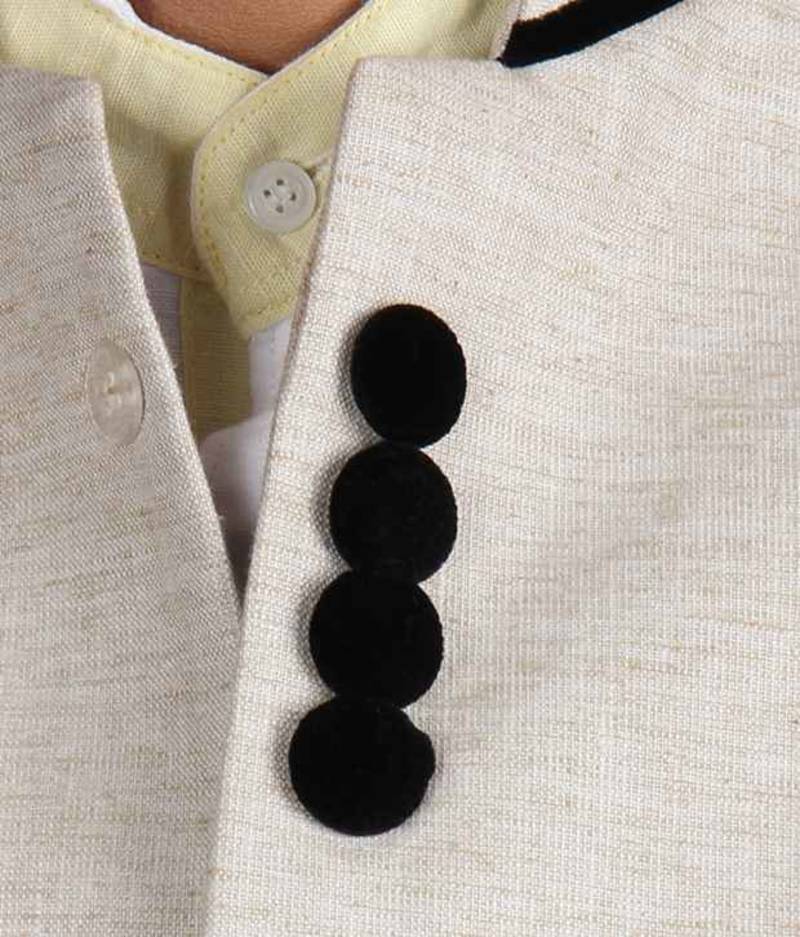 Beige Cotton Linen Nehru Jacket