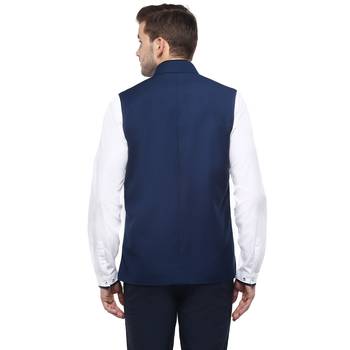 Blue  Cotton  Poly  Nehru  Jacket 2