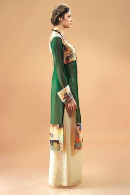 Green Georgette Digital Printed Kurti 3